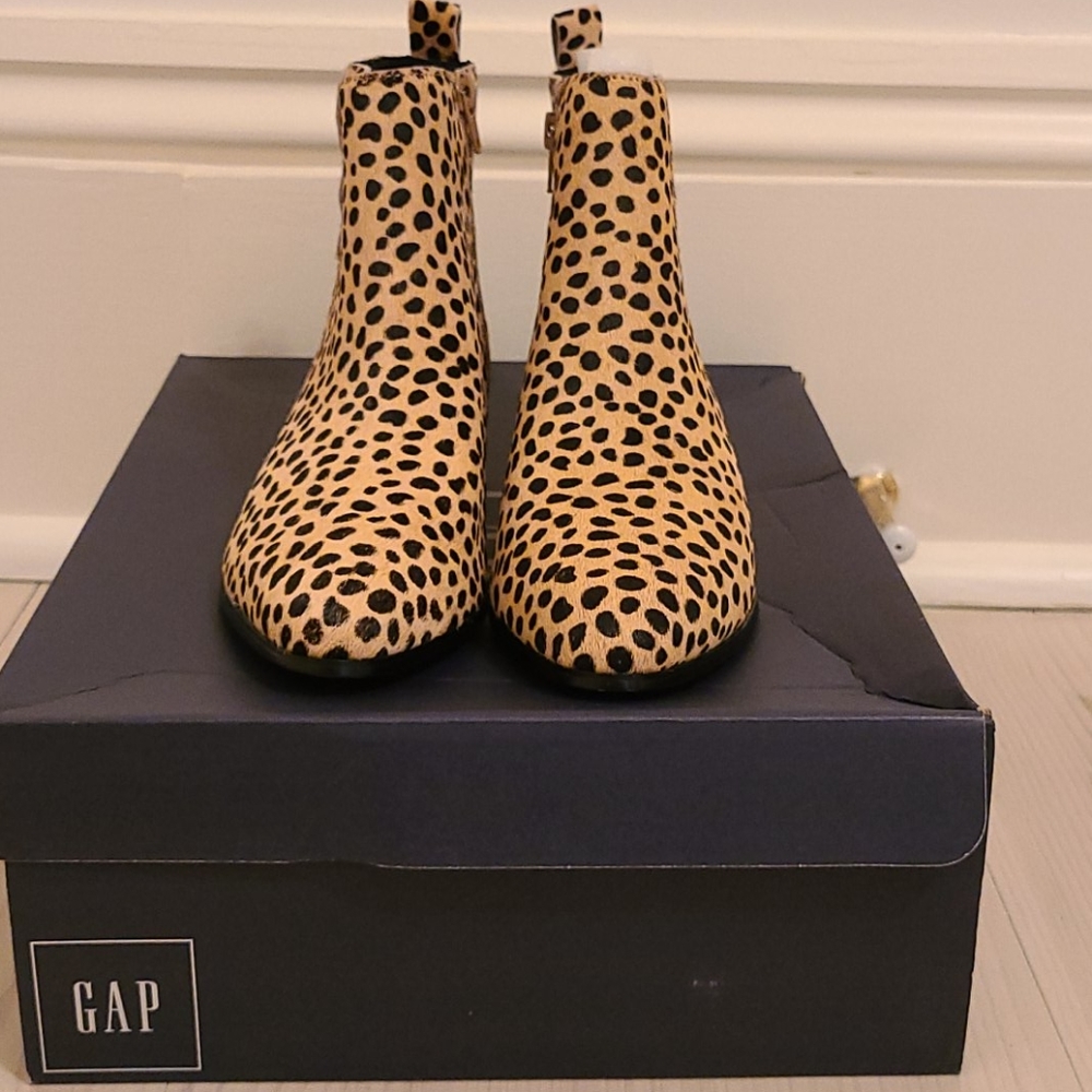 NIB Calf hair block heel bootie